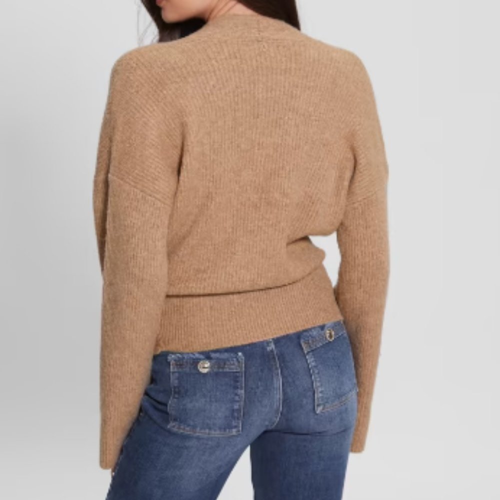 Guess Nora Wrap Sweater Camel Size Small NWT - Picture 4 of 9